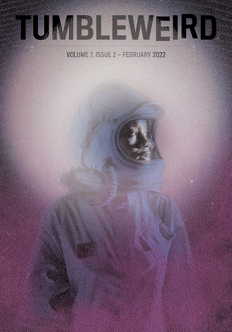 "TUMBLEWEIRD; Volume 7, issue 2; February 2022." Image shows young African American boy in astronaut suit with glow behind his head.